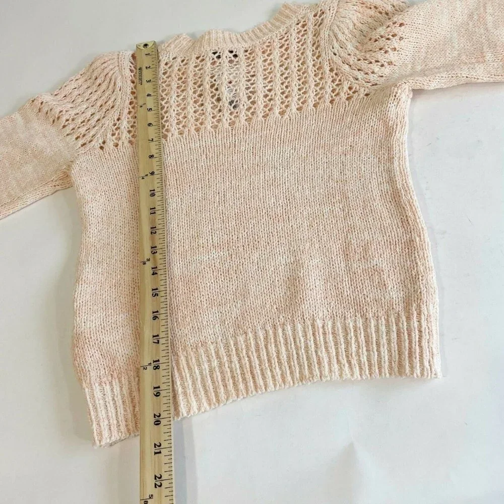 Joie Una Open-Knit Puff-Sleeve Sweater Size‎ XXS